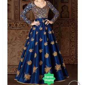 Beauteous Bluish Purple Designer Anarkali Suit